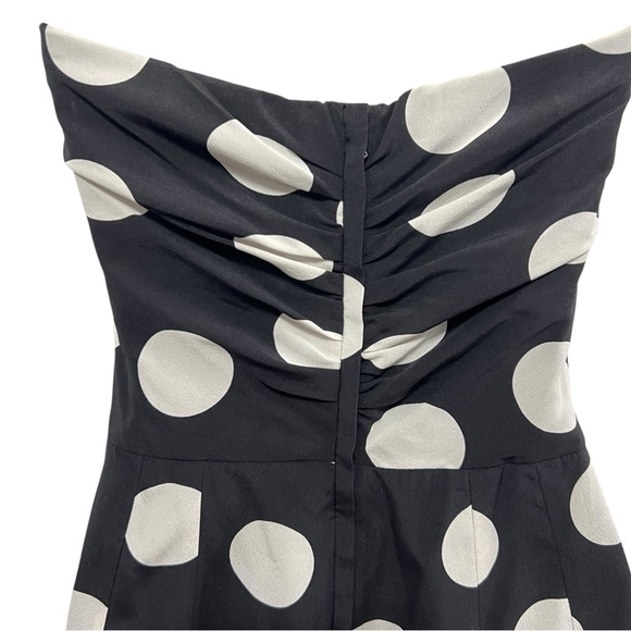 DOLCE & GABANNA VINTAGE WHITE/BLACK DOTS SILK BUSTIER MIDI STRAPLESS DRESS SZ 6 - Picture 7 of 16